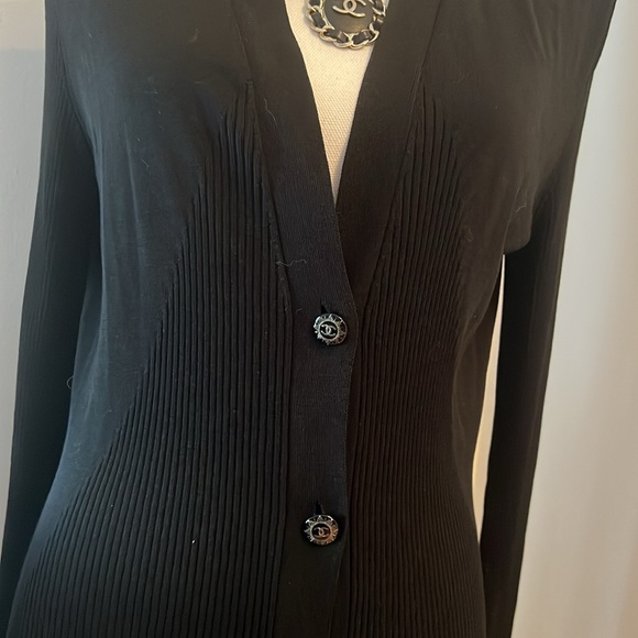 CHANEL Black DRESS COAT LONG JACKST SIZE 42 - Picture 5 of 7